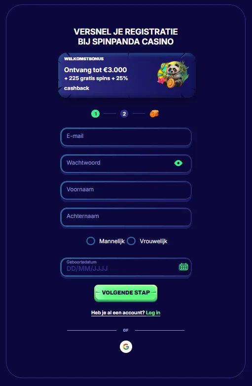 Registreren Spin Panda Casino